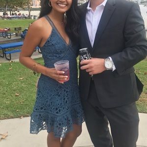 ASTR The Label Size S Blue Lace Mini Dress